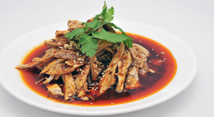 Image of poached sliced beef in hot chilli oil